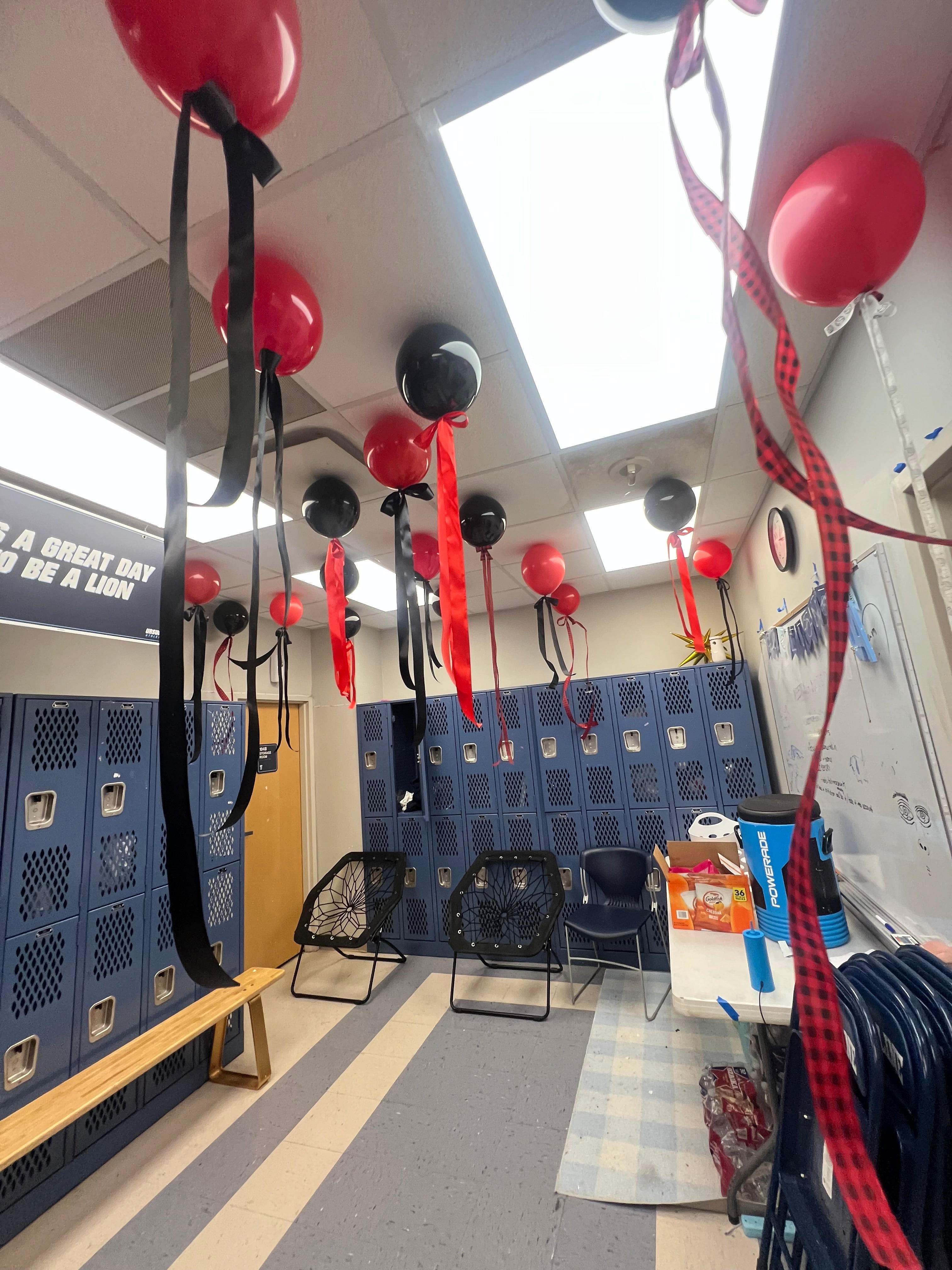 Balloons hanging from ceiling