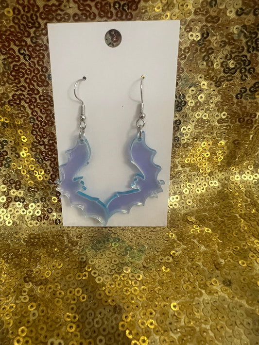 Iridescent bat earrings